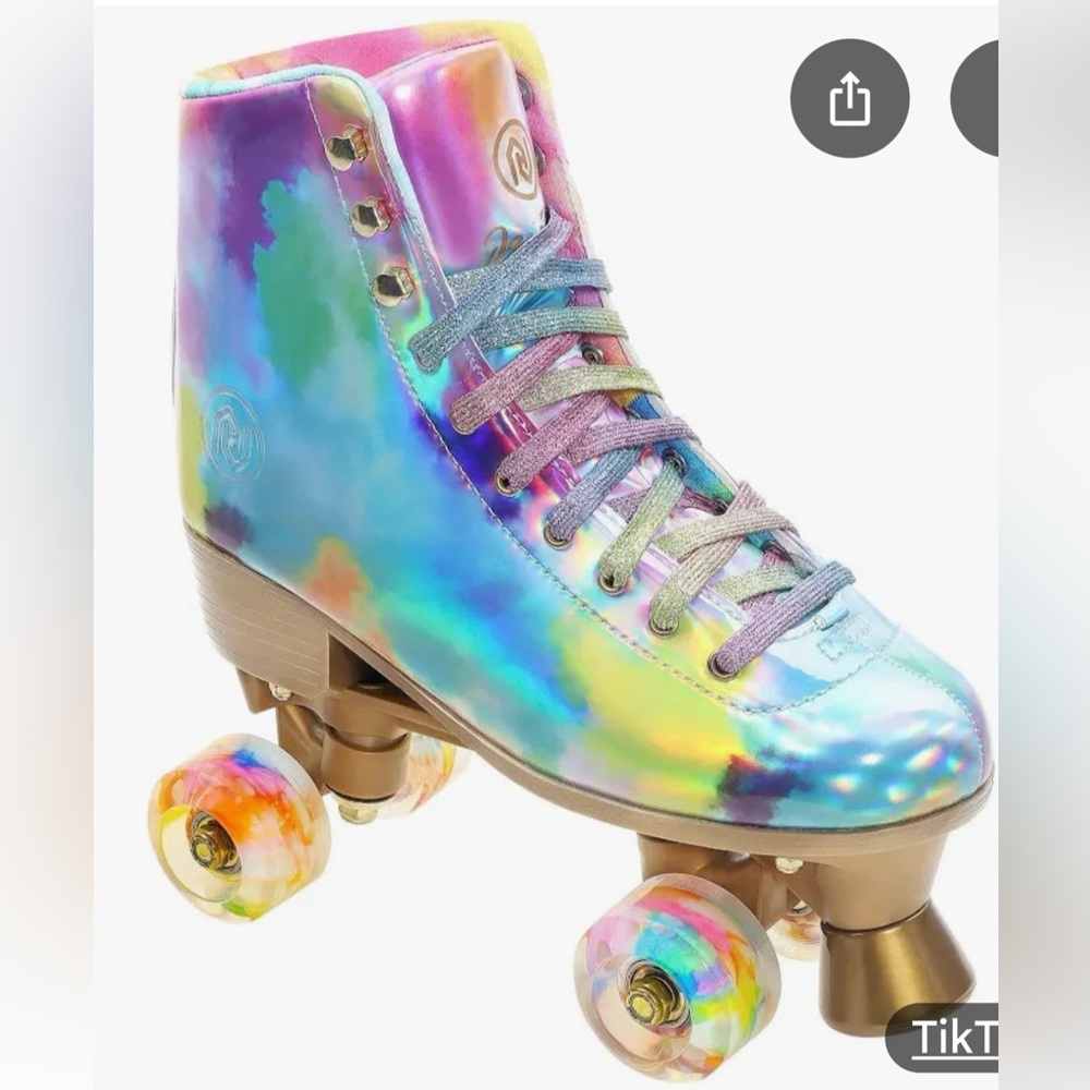JajaHoho Women's Holographic High Top PU Leather Roller Skates
